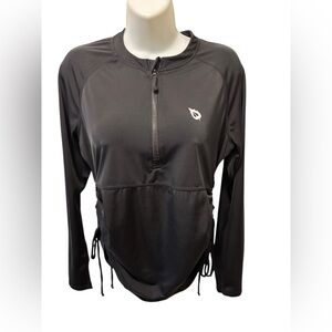 Baleaf Women's Half Zip Long Sleeve UPF 50+ Rash Guard Black Sz L Ruched Sides